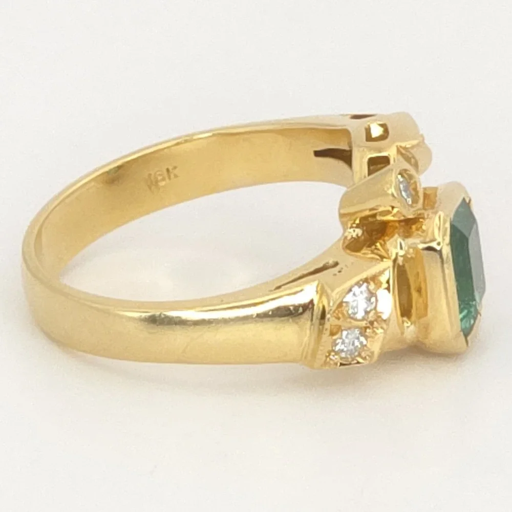 Gold Ring Untreated Colombian Emerald Ring Hallmark 18k Tested 17k 6.6x6.4mm